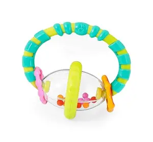 Bright Starts Grab & Spin Baby Rattle & BPA-Free Teether Toy